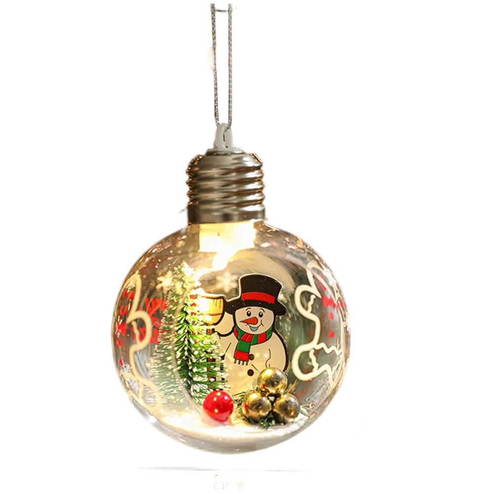 Christmas LED Hanging Ornaments Clear Plastic Ball with Built In Button Battery for Illuminated Seasonal Tree Decoration