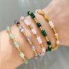 Bohemian Style Natural Stone Flat Bead Stainless Steel Chain Bracelet Fashionable Handmade Stone Bead Bracelet for Women