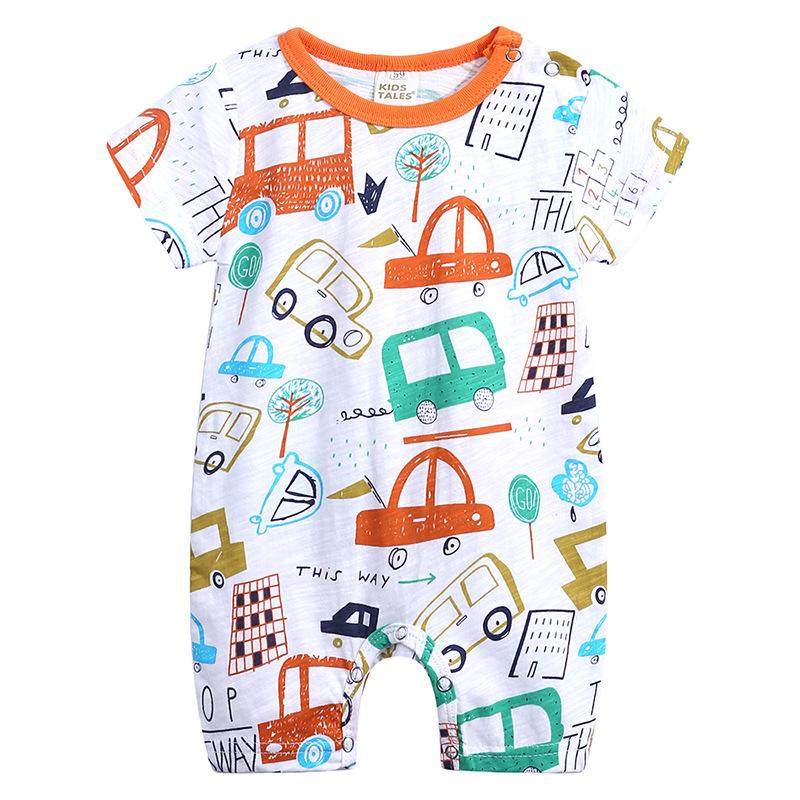 Summer Baby Short Sleeve Romper 0-24 Months Breathable Ribbed Cotton