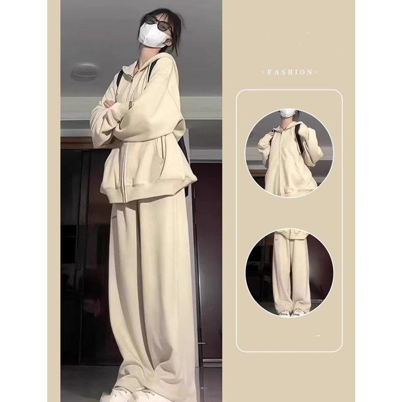 

Весенний женский повседневный спортивный костюм больших размеров, свободный кардиган-свитер + спортивные штаны, трендовый комплект из двух предметов M