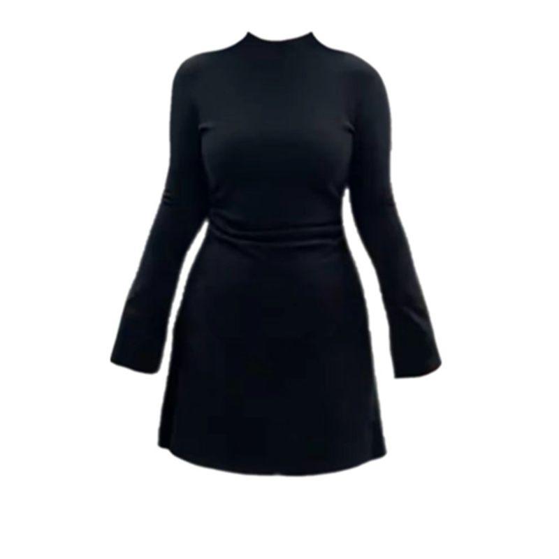 

100.00kg Export Oversize Women s Clothing Vegetarian Noodles Amazon Fashion Wind Black High Collar Inner Wear Base Dress Black 4X