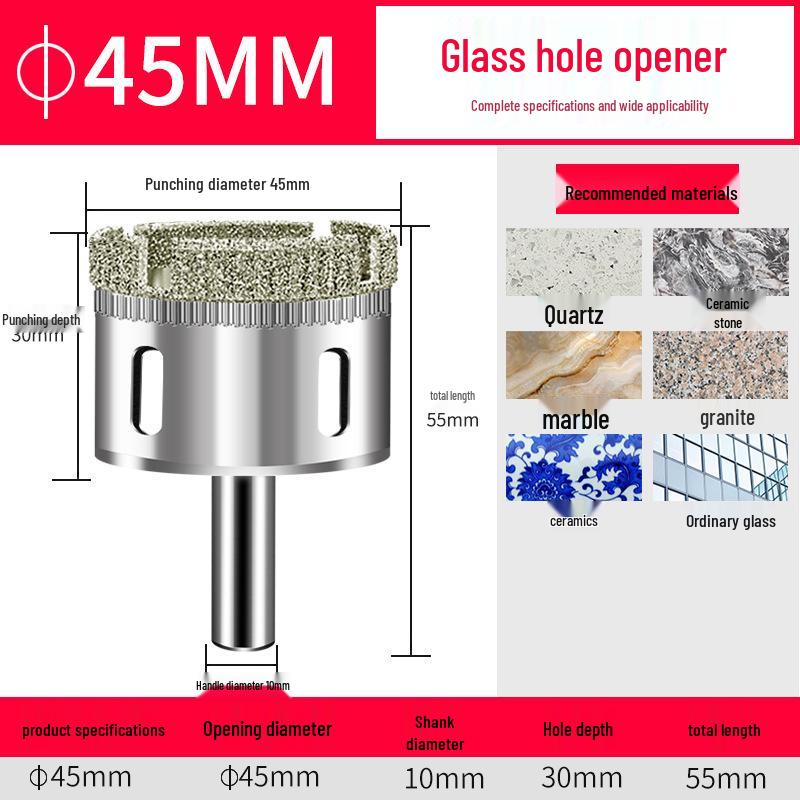 Emery Glass & Tile Drill Bit, 3-200mm Rotary Hole Saw for Marble