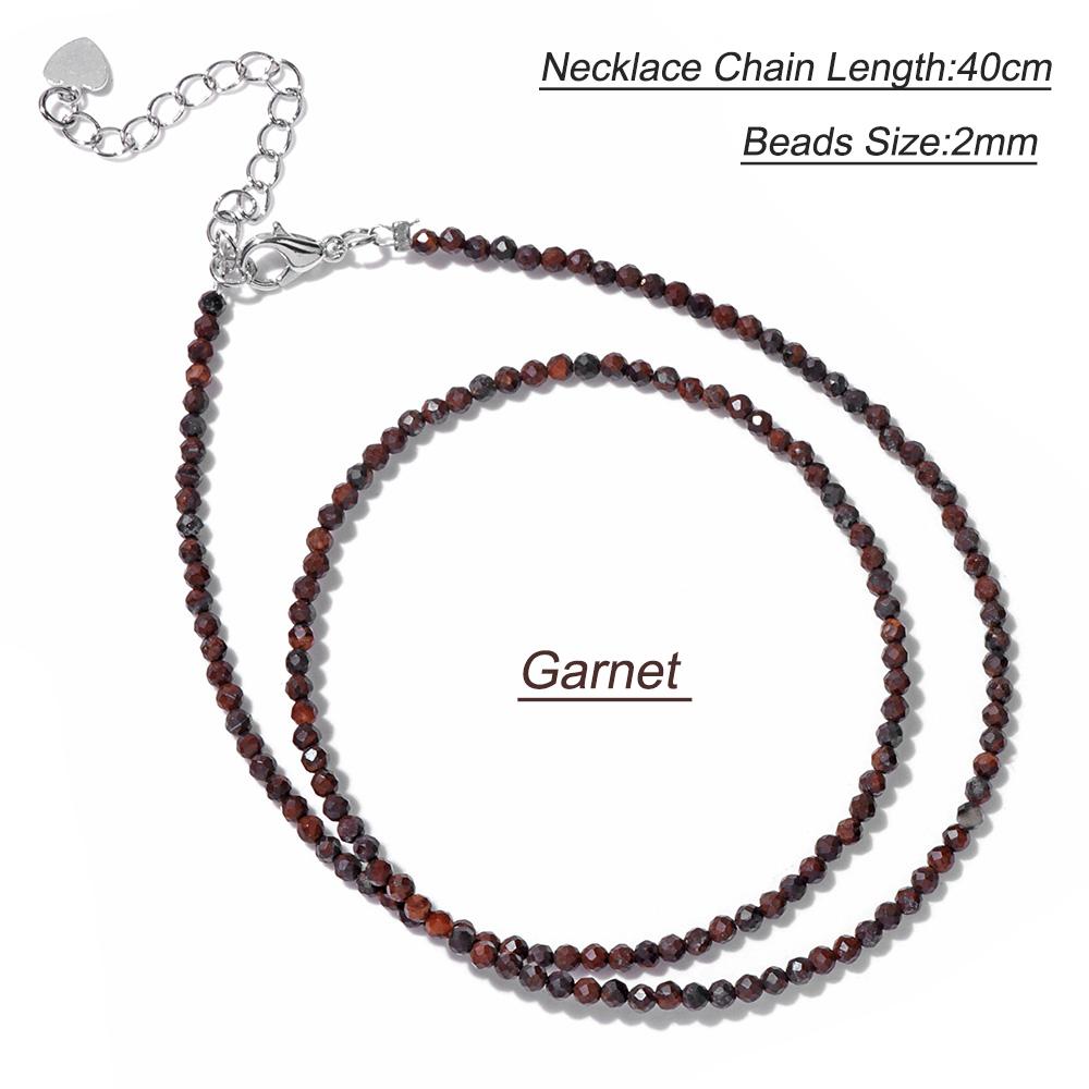 2mm Natural Crystal Beads Necklace Tiger Eye Stone Black Spinel Mix Quartzs Choker Clavicle Chains For Women Men Jewelry