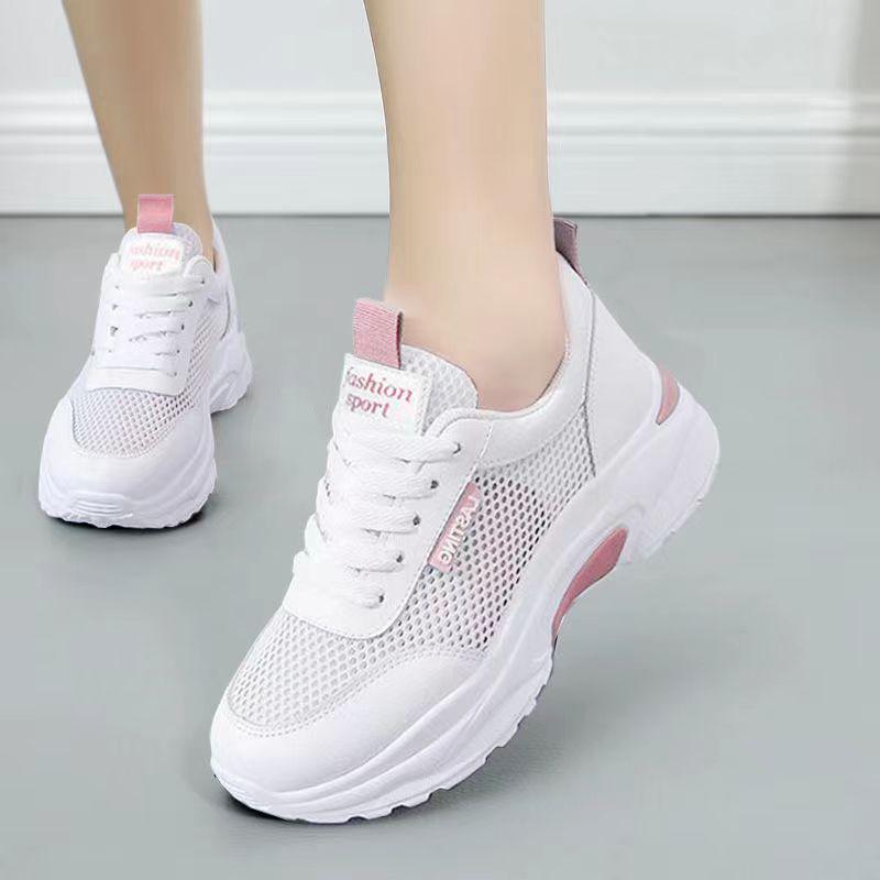 

Hollow mesh summer breathable and not stuffy feet casual thick-soled student running sneakers 35 розовый