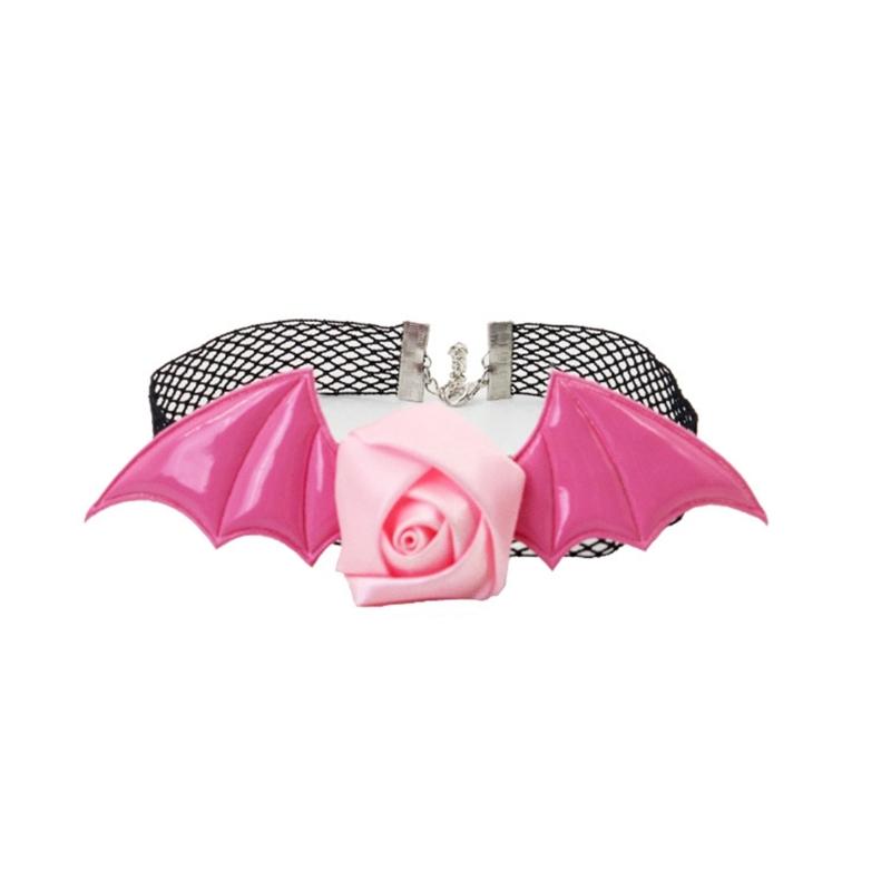 Halloween Devil Costume Set Devil Bat Headband Lace Choker Demons Cosplay Accessories for Carnivals Themed Party Props