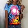 Summer Round Neck 3D Feather Animal Simplicity Print Top Fashionable Casual Short Sleeved Women's T-shirts