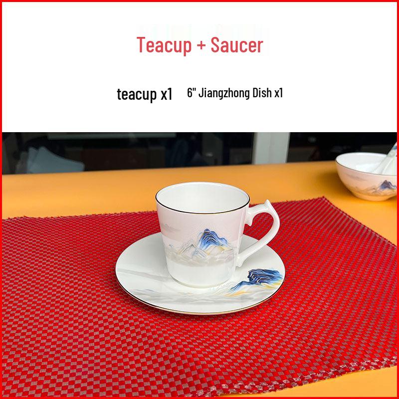 Elegant Gold-Rimmed Bone China Dinnerware Set - Luxury Tableware for Home Dining