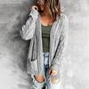 Women's Solid Color Pocket Mid Length Knit Cardigan Jacket Sweater