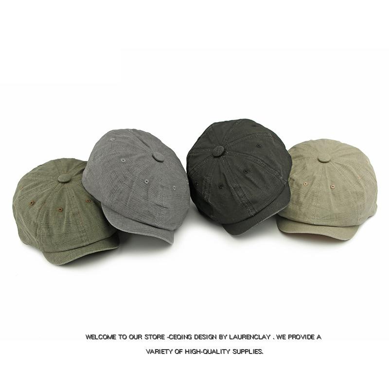 Four Seasons Cotton Cap Men British Vintage Octagonal Cap Solid Color Newsboy Cap
