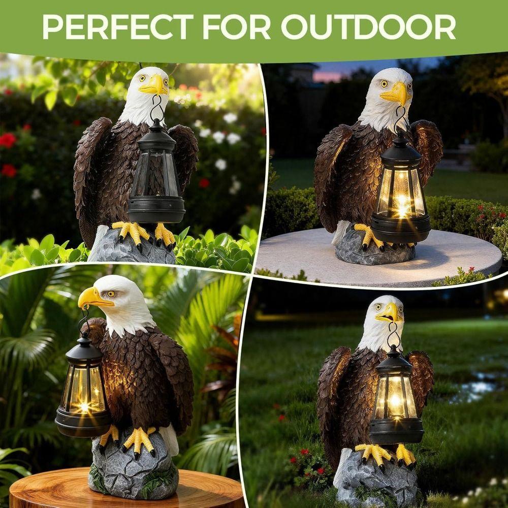 Weather-Proof Eagle Garden Statue Resin Material Bird Sculpture Ornament Yard Decor