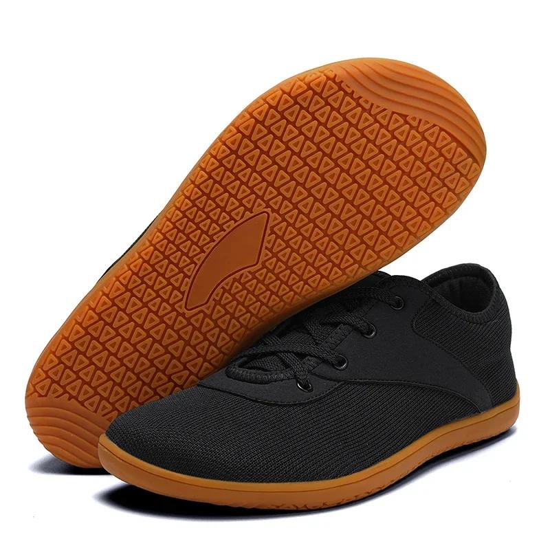 Barefoot Shoes Adult Cross-Trainer Wide Toe Box Men's Wide Minimalist Zero Drop Sole Casual Knitting Walking Sneakers Large Size