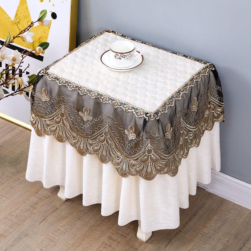 Thickened Bedside Table Cover Cloth Non Slip Dustproof Bedroom Nightstand Cover European Dust Cover Fabric Lace Set Cover