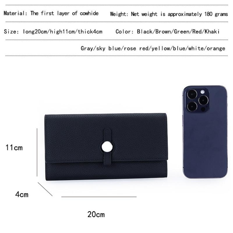 2026 New Large Capacity Long Women's Wallet Top Layer Cow Leather Simple Handbag Luxury Brand Litchi Pattern Wallet for Women
