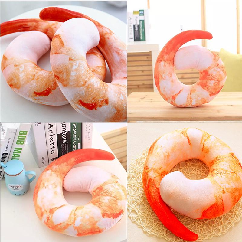 Peeled Prawns Stuffed Animals Plush Toys U Neck Pillow Shrimp Cushion Pillow