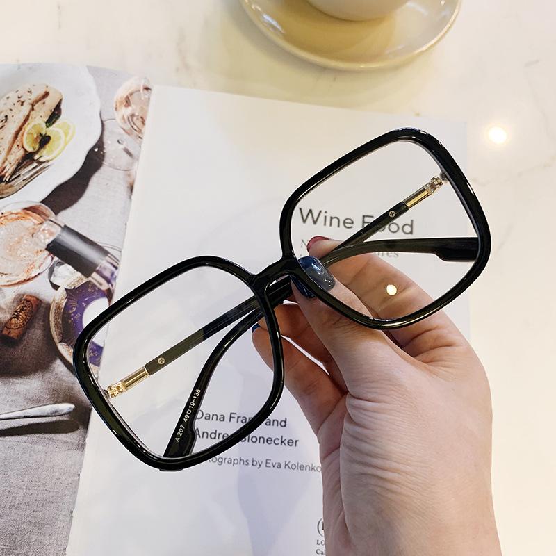Women Transparent Oversized Square Glasses Frames Fashion Korea Plain Eyewear Zero Points Optical Spectacles