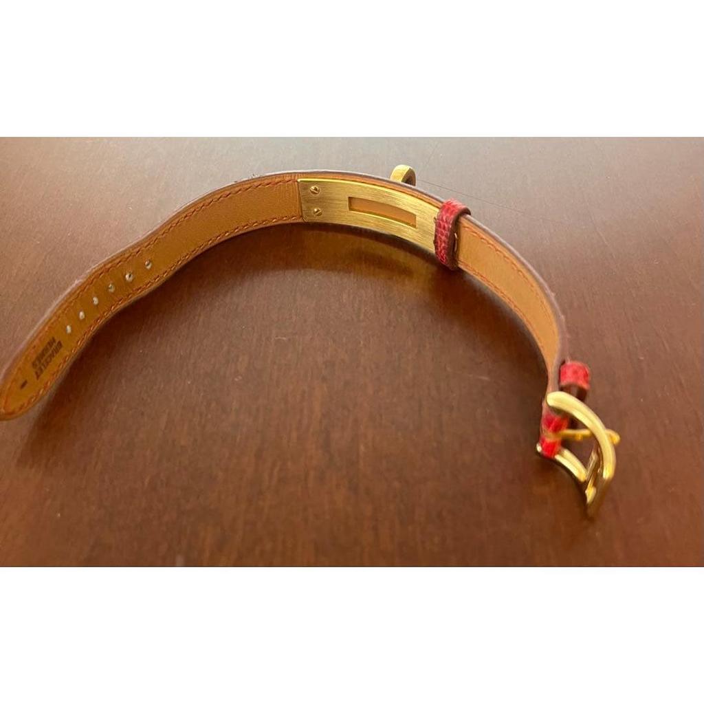 Used HERMES Kelly Watch Bracelet White & Red