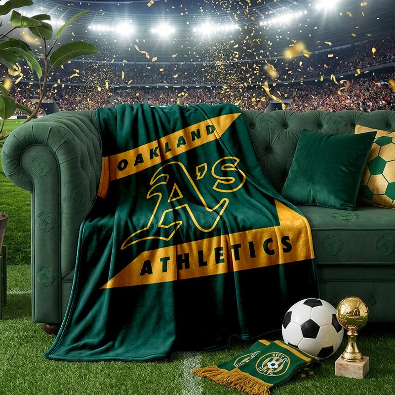 Athletics Oakland Emblem Blanket Lightweight Flannel Bedding Blanket Perfect for Travel, Camping, Living Rooms, Offices, Sofas, Fan Christmas Gift
