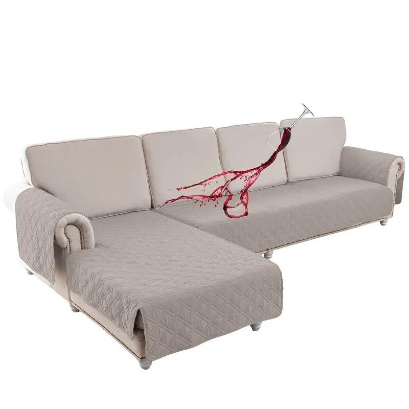 Vattentätt Soffskydd Quiltat Halkfritt Sofföverdrag Vardagsrum Hörna L-formad Soffmatta för Katt Hund Barn Möbelskydd