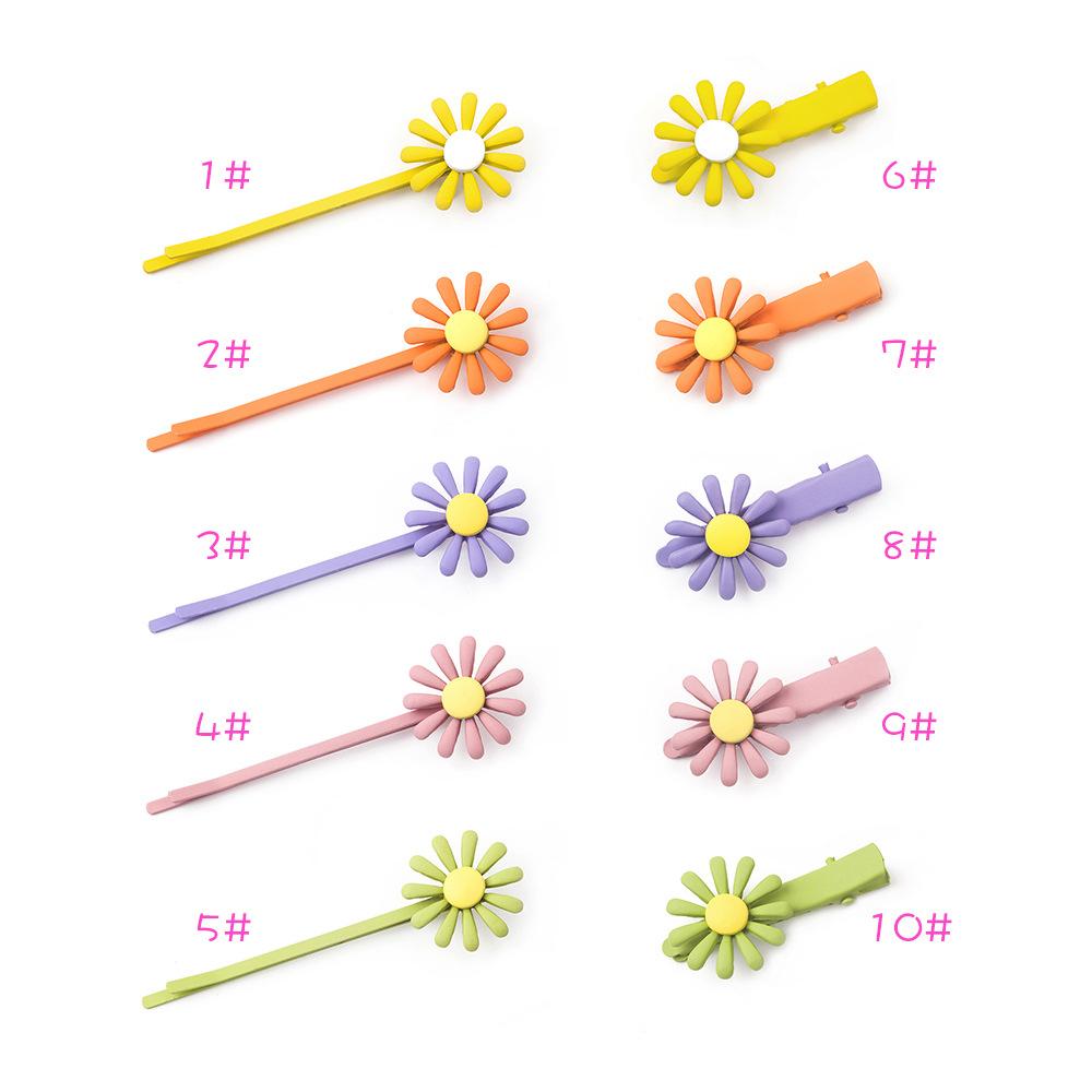 Hyunya Candy Color Frosted Daisy Flower Hairpin, Color Fresh Word Clip Duck Bill Clip Edge Clip Bangs Clip