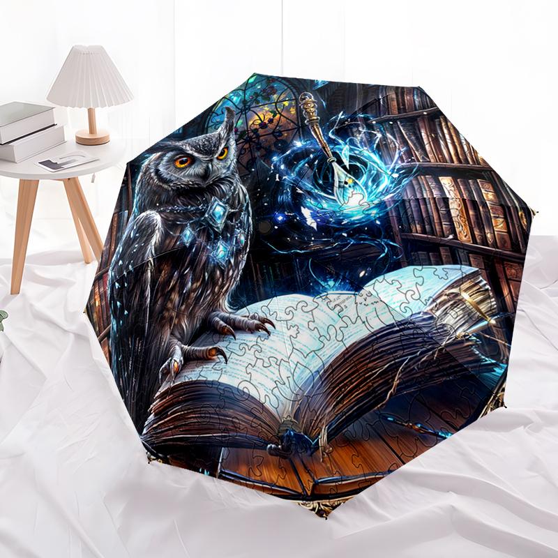 Magic Owl Wizard Umbrella Automatic Open/close, Sturdy Iron Frame & 8-Rib Structure, Umbrella for Women & Men, Christmas Gift