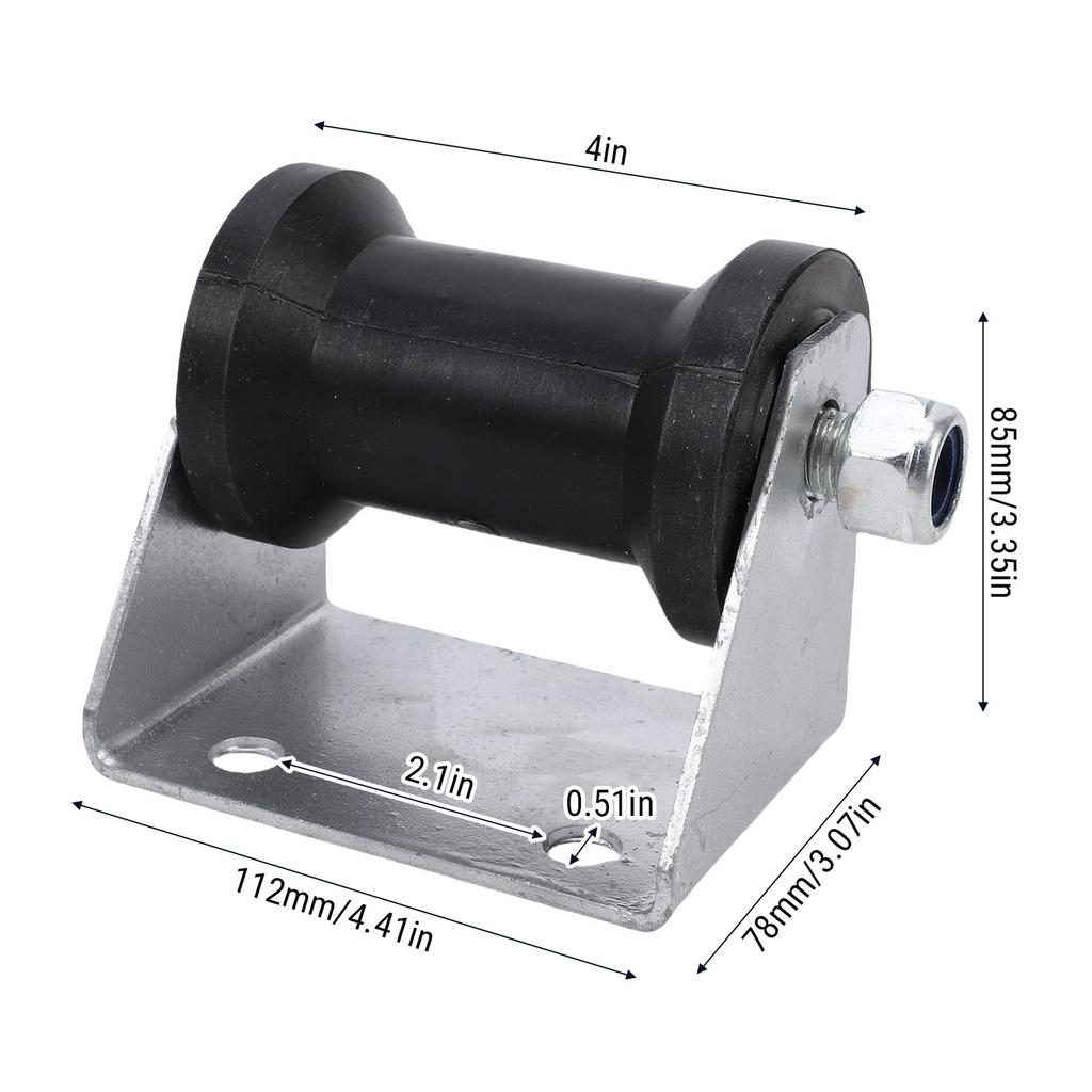 4 Inch Boat Trailer Roller with Panel Bracket Rubber Keel Roller Assembly Kit for Boat Yachts Ships