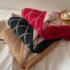 Rhombus plaid wool scarf women's winter warm long knitted two-color versatile scarf student couple