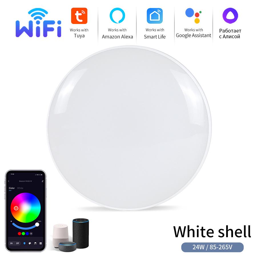 Tuya WiFi Smart Ultra-Thin Ceiling Lamp - Compatible with Alexa and Google, RGBCW Color for Bedroom