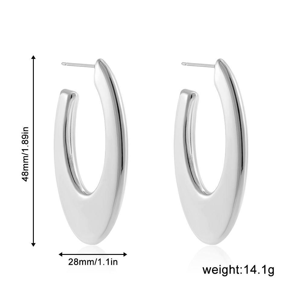 Exquisite Stainless Steel U Shape Hoop Earrings for Women 18K Gold Plated Waterproof Glossy Metal Hammered Earrings Punk Jewelry