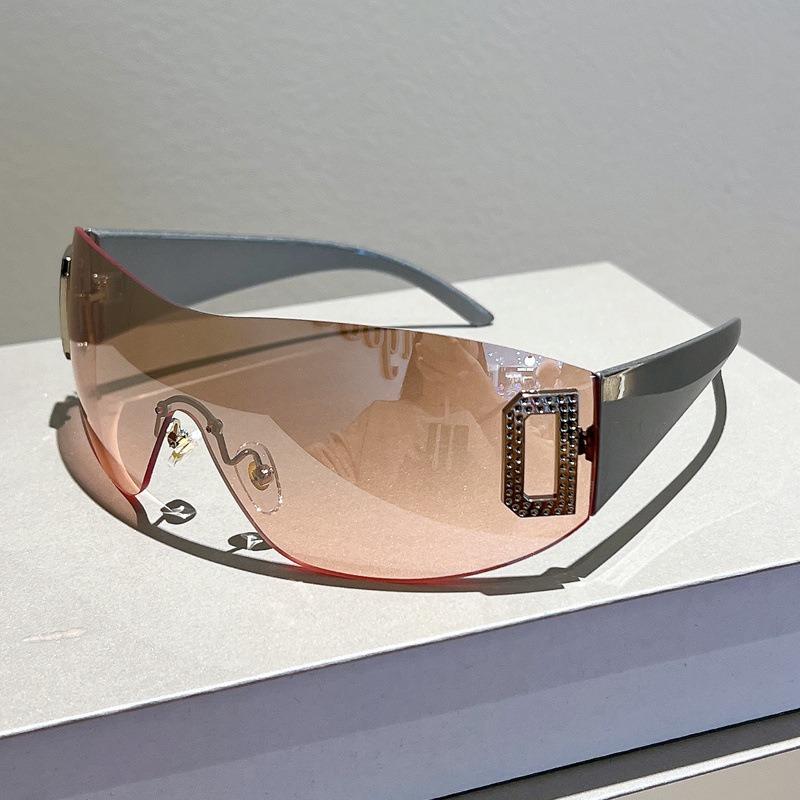 Future One Piece Y2K Rimless Sunglasses Women Retro Sun Glasses Mirror Punk Eyewear Vintage Steampunk Party Eyeglasses