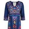 Plus Size Bohemian Dress Sexy V Neck Three Quarter Sleeves Loose Hem with Pockets Retro A Line Ethnic Print