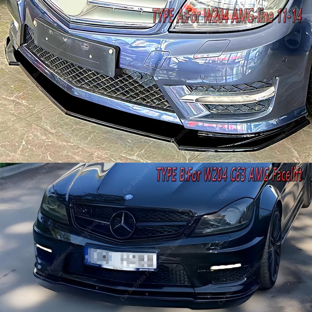 Maxton Style Front Bumper Lip Spoiler Splitter For Mercedes W204 S204 C63 AMG/AMG-line 2011-2014 Facelift Bodykits Tuning
