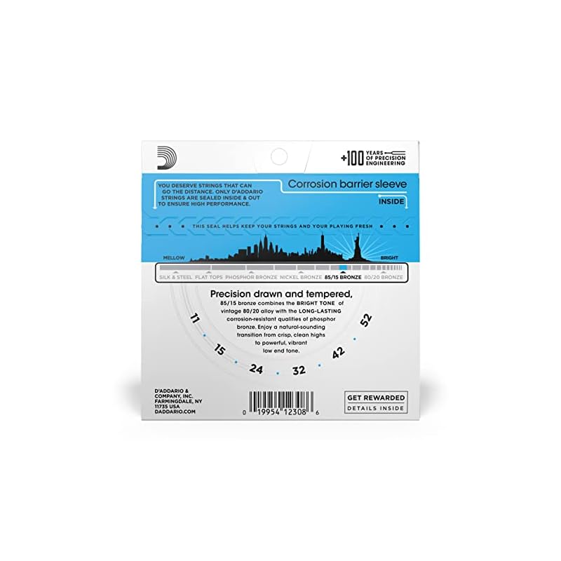 D'Addario Acoustic Guitar Strings 85/15 American Bronze Light .011-.052 EZ910 [Domestic Genuine Product]