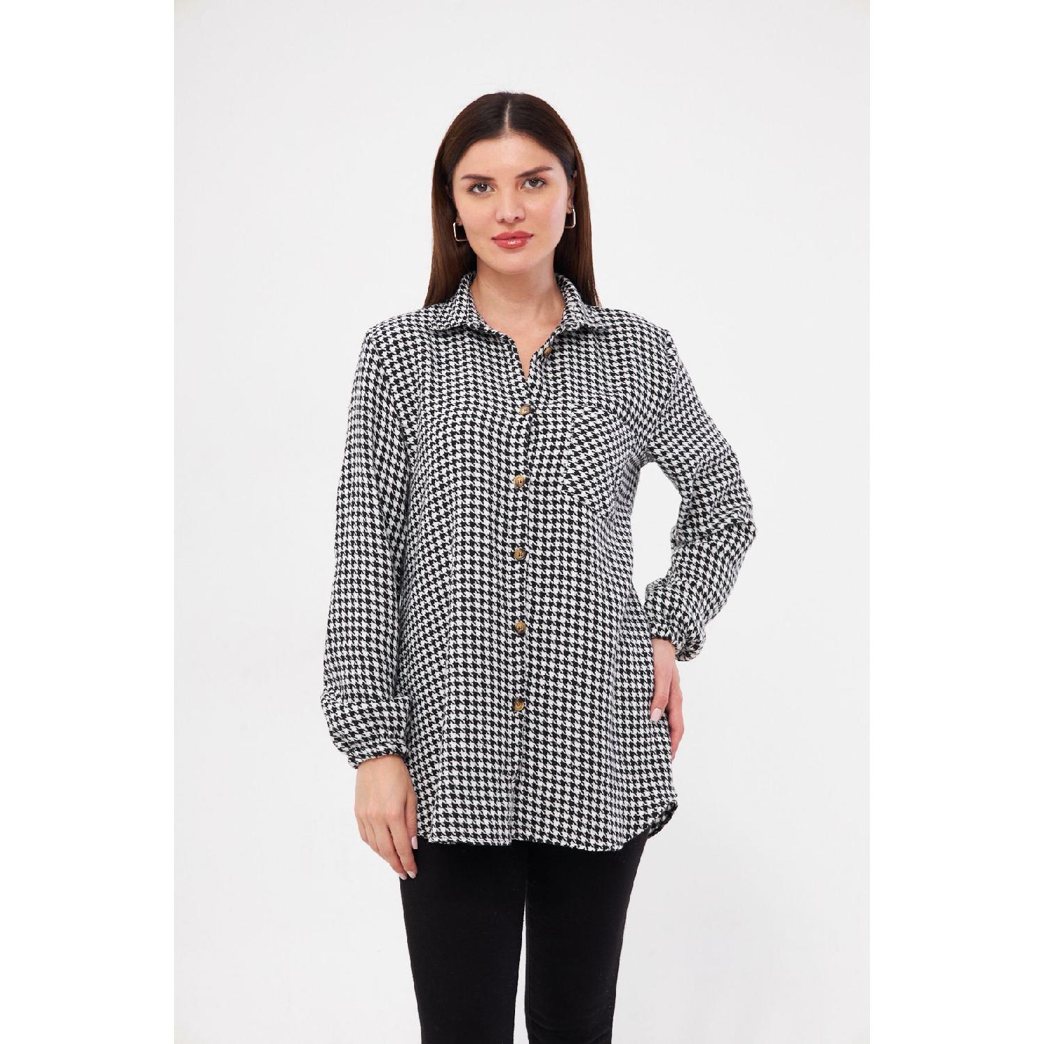 

Single Pocket Women s Winter Shirt With Elastic Sleeves 40 чёрный