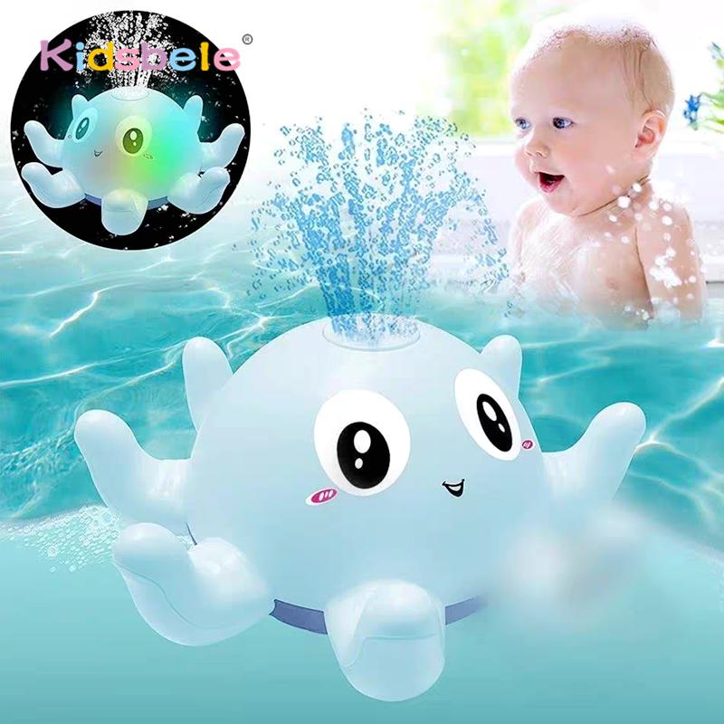 Baby Bath Toy Light-Up Musical Automatic Induction Octopus Spray Water Shower Toy Sunmmer Pool&Bath Time Fun Electric Pool Gift