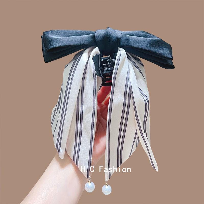 Polka Dot Bow Claw Clip: Elegant Women's Hair Accessory
