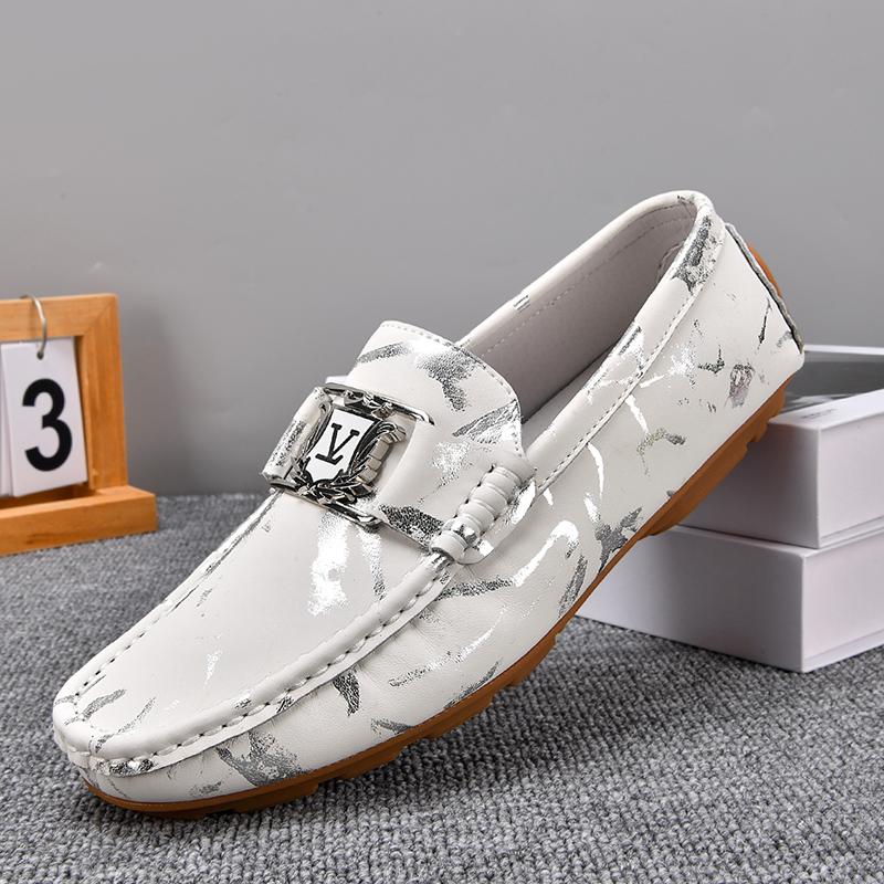 

Мужские мокасины из натуральной кожи, удобная мягкая подошва, повседневные, британский стиль, весна-лето, дышащие, противоскользящие 39 белый