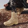 Mode Hochwertige Herrenmarke High-Top Lederstiefel Atmungsaktive Wüstenkampf Herrenstiefel Outdoor Schuhe Rutschfeste Wanderstiefeletten