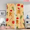 2 Stück 2D Flachdruck Weihnachten Heiße Vorhänge Weihnachten Stechpalme Süßigkeitenkugel Digital Bedruckte Polyester Vorhänge Familienfeier Dekoration