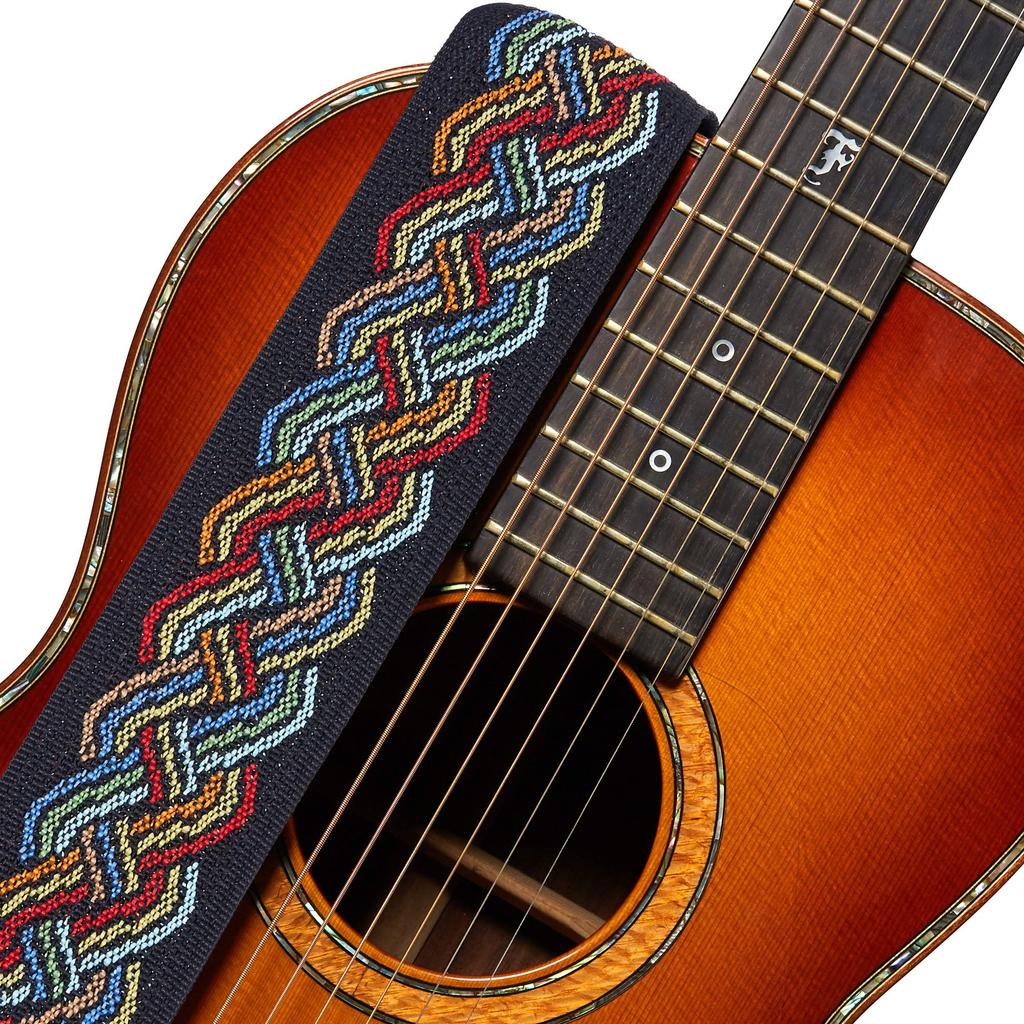 Vintage Wide Celtic Knot Weave Guitar Strap for Acoustic Electric Guitar Bass Guitar Adjustable Length from To [Amumu] 2.3" 35" 61"