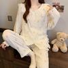 Pajamas Women'S Spring And Autumn Cute Doll Collar Girl Suit Can Wear Cloud Cotton Long-Sleeved Loungewear