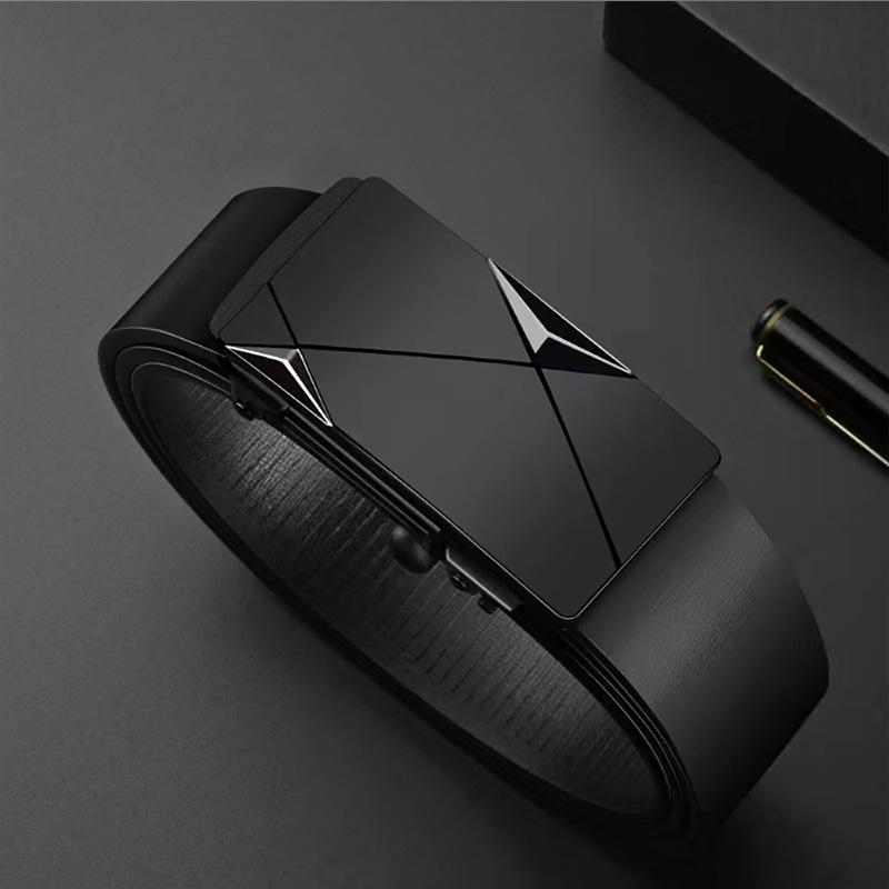 

Casual Solid Color Outdoor Adventure Belt To Give Father Gift Luxury Fashion Men PU Automatic Buckle Belt 110cm чёрный