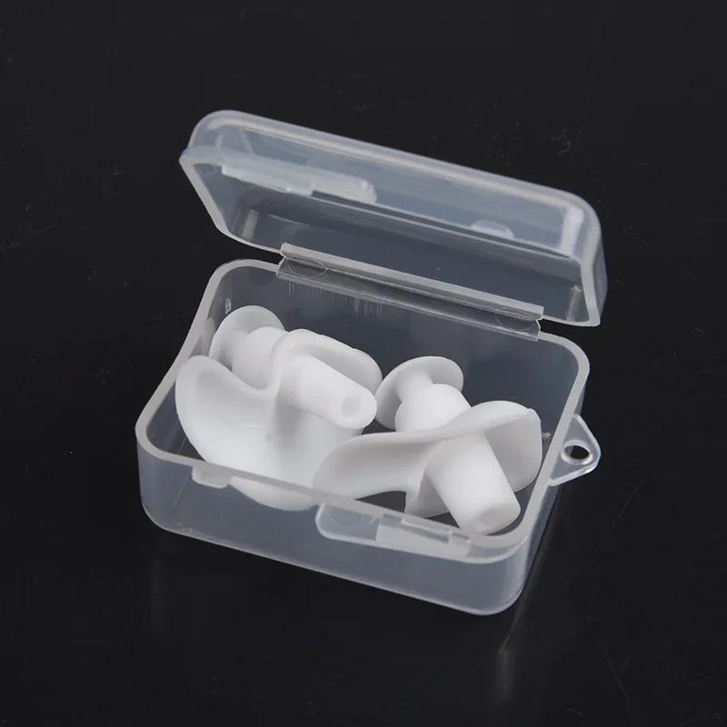 Silicone Earplug Sleep Noise Ear Plug Canceling Noise Portable Waterproof Swim Bath Earplugs with Box Swimming Accessories