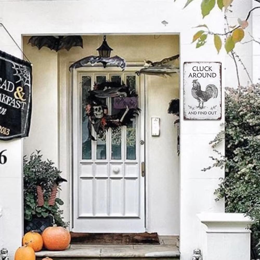 Funny Chicken Sign Cluck Around And Find Out Vintage Metal Tin Plaque Wall Decor for Bars Pubs Man Caves Garages Retro Design