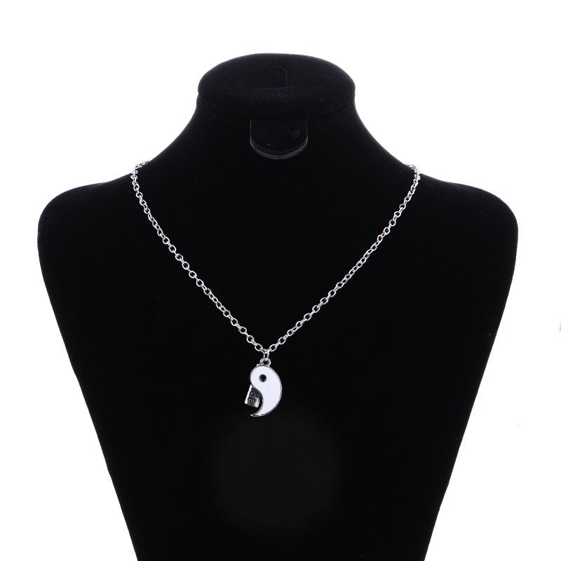 Stylish Black and White Bagua Best Friends Alloy Couple Necklace N156