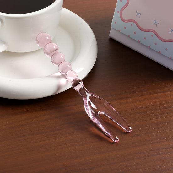 Handmade Vintage Glass Spoon Fork for Coffee Milk Long Handle Stirring Utensil Heat-Resistant Dishwasher Safe Colorful Artistic Tableware Unique