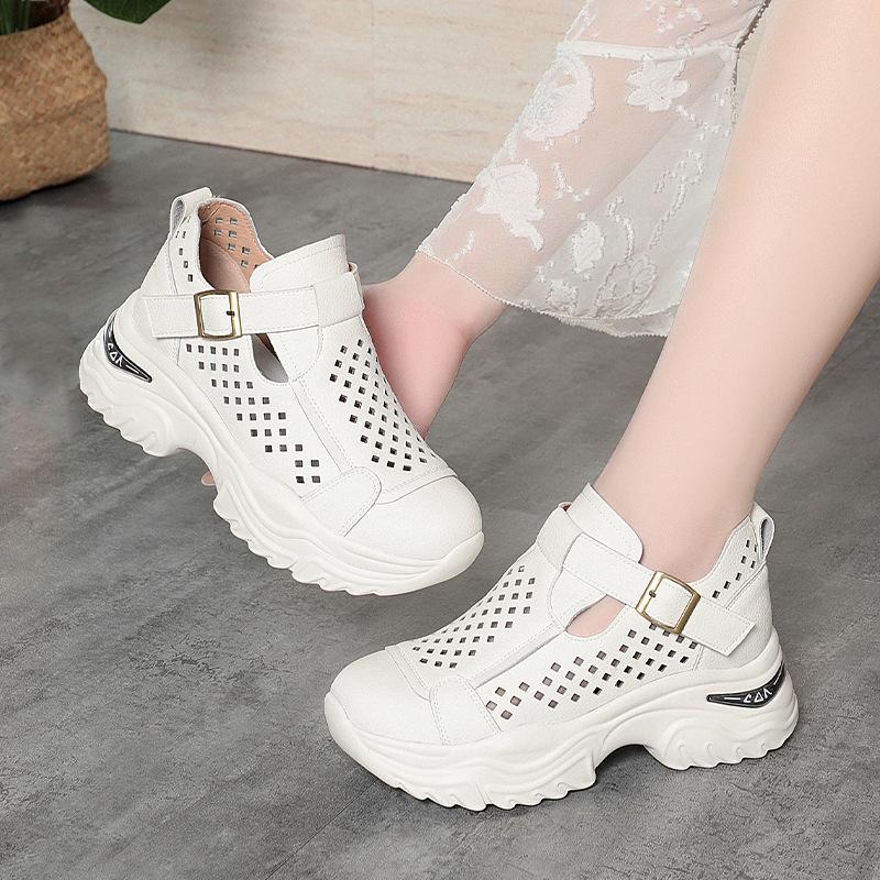Summer Casual Shoes For Women Thick Soles Women's Lightweight Soft Soles Travel Hollow Breathable Sandals Comfortable And Simple
