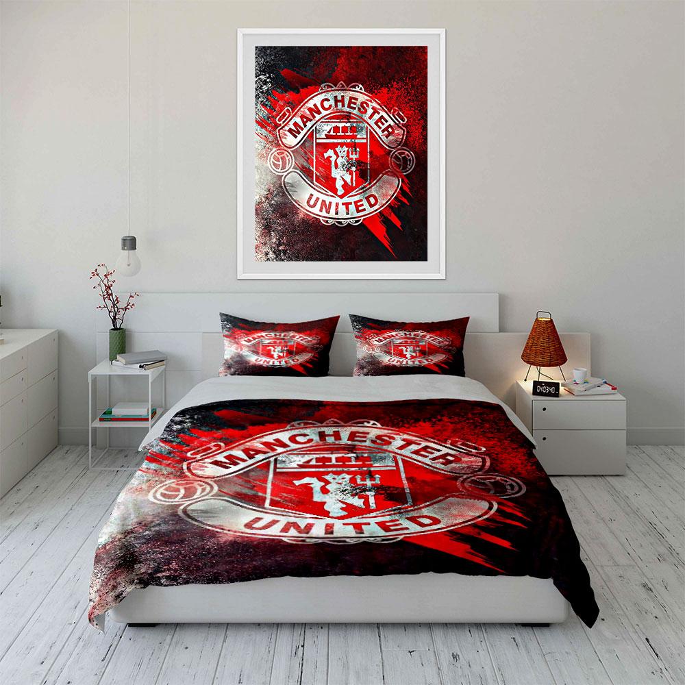 Manchester United Bedding Set Bedding Duvet Cover Set Duvet Cover Pillowcases (1 * Duvet Cover 2 * Pillowcases, without duvet insert)