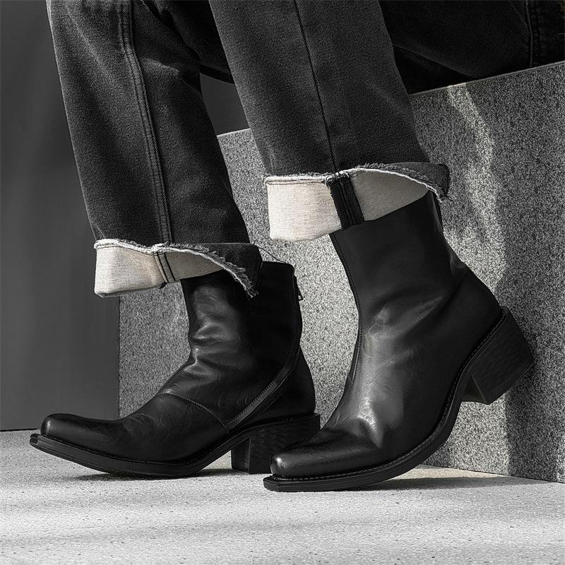 

Черные высокие ботинки-волшебники на толстой подошве с высоким каблуком в стиле ретро с загнутым верхом, однопедальные ботинки Martin 88827-J 38 чёрный