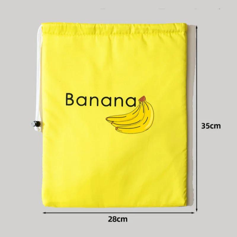 1/2/3/5Pcs Durable Yellow Banana Storage Bags Insulated Fruit Vegetable Fresh-keep Bundle Pocket Drawstring Banana Preserve Bag.