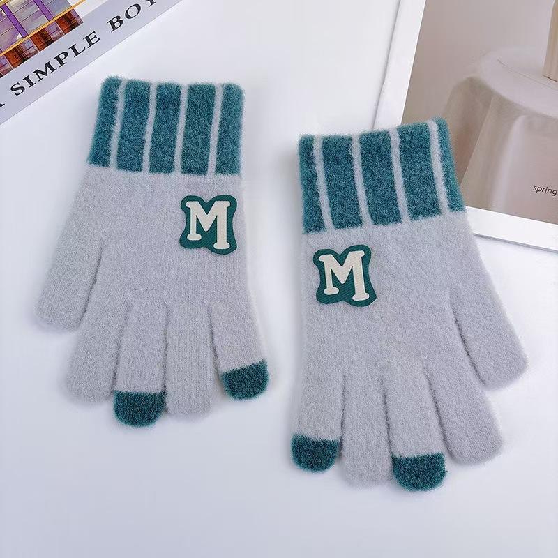 Five-finger Winter Boys' Korean Style Warm Split-fingered Student Outdoor Cycling Cold-proof Velvet Knitted Full-finger
